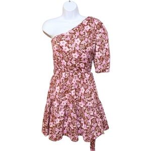 Jason wu puff sleeve one shoulder floral dress